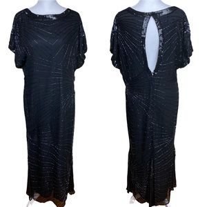 Brilliant by JA Embellished Black Formal Sequin Beaded Long Maxi Gown XL MOTB